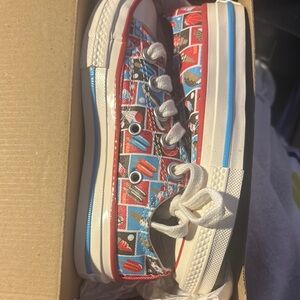 Kids Graphic Sneakers - Red, Blue, and White